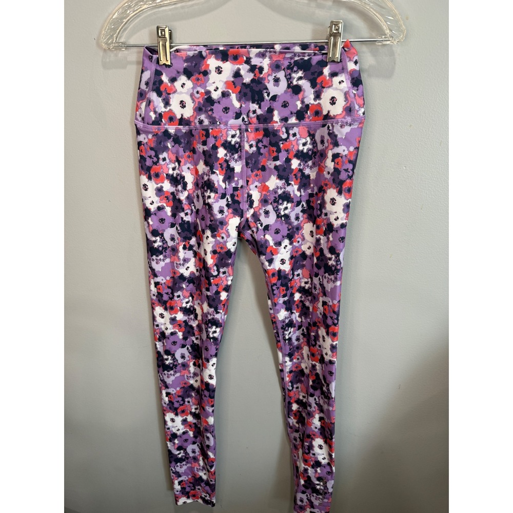 Peloton Womens Floral‎ Watercolor High Waisted Activewear Leggings Purple Small